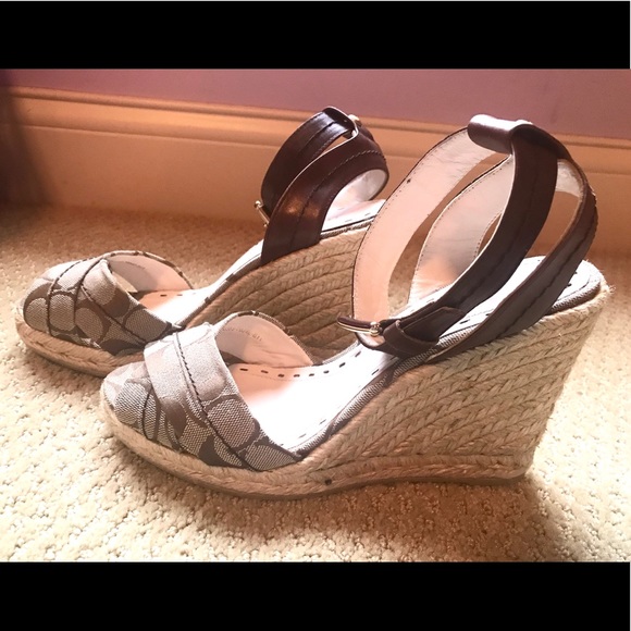 Coach Wedge Sandals with Leather Ankle Strap - Picture 2 of 4